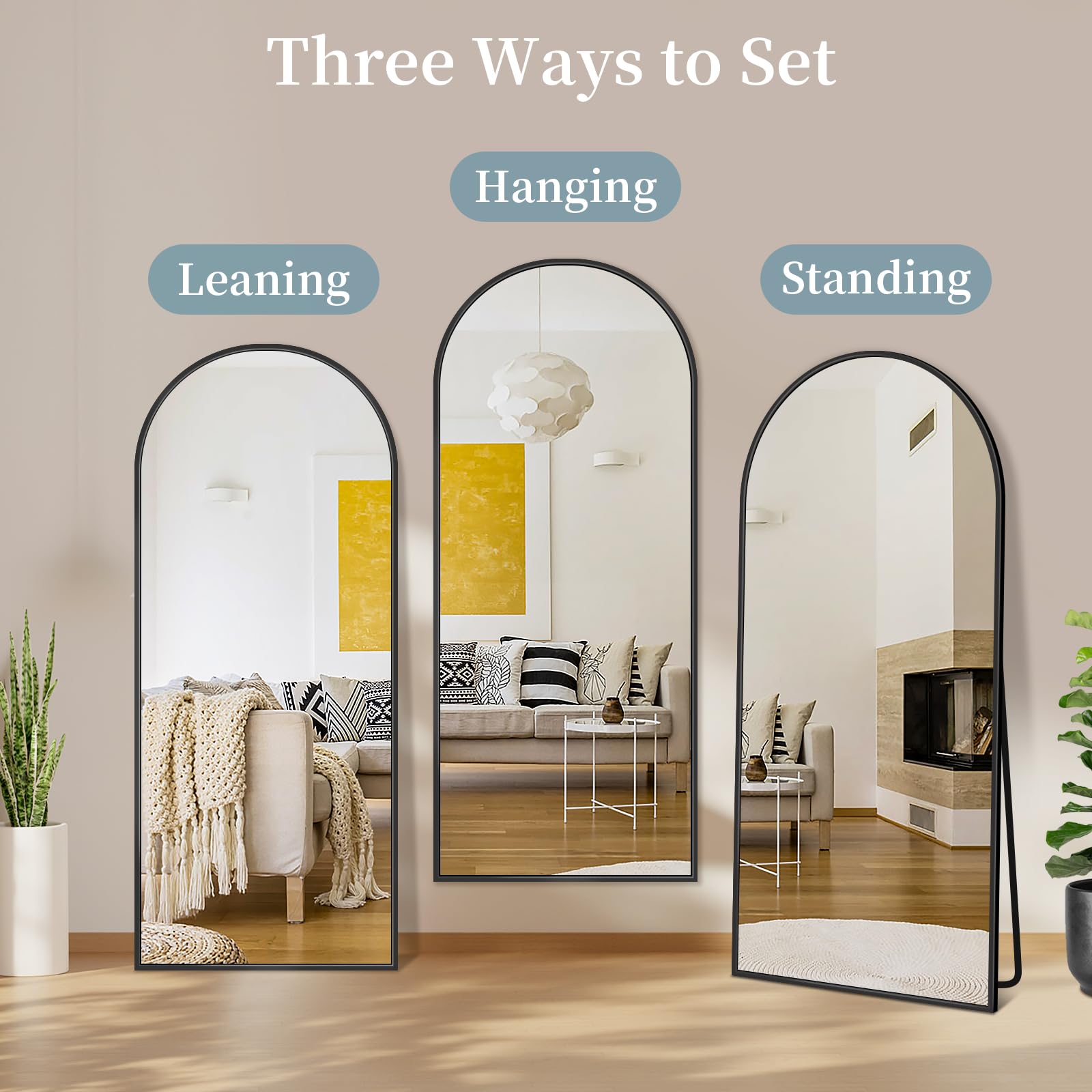 Coomily mirror next to doorway for scale to show compact width and tall coverage