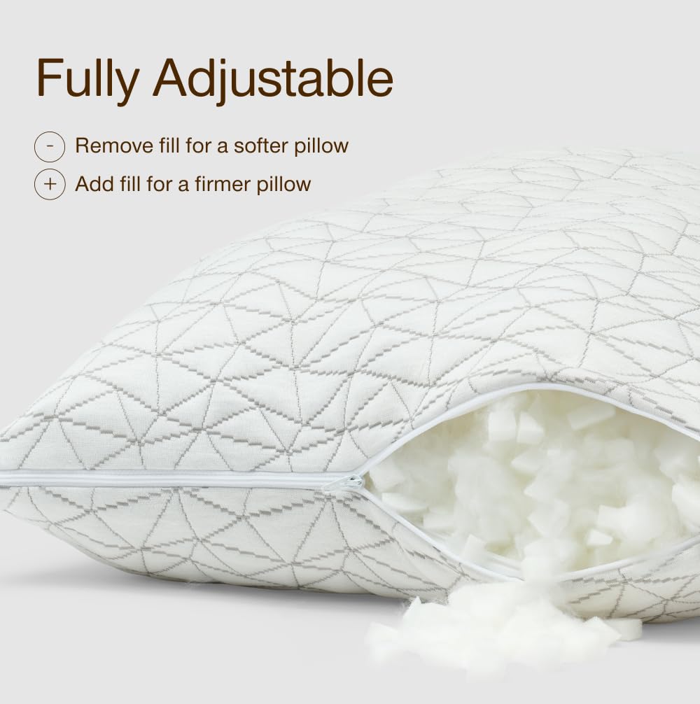 Coop Home Goods shredded memory foam close-up illustrating adjustable loft and breathable support