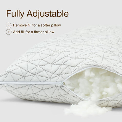 Coop Home Goods shredded memory foam close-up illustrating adjustable loft and breathable support