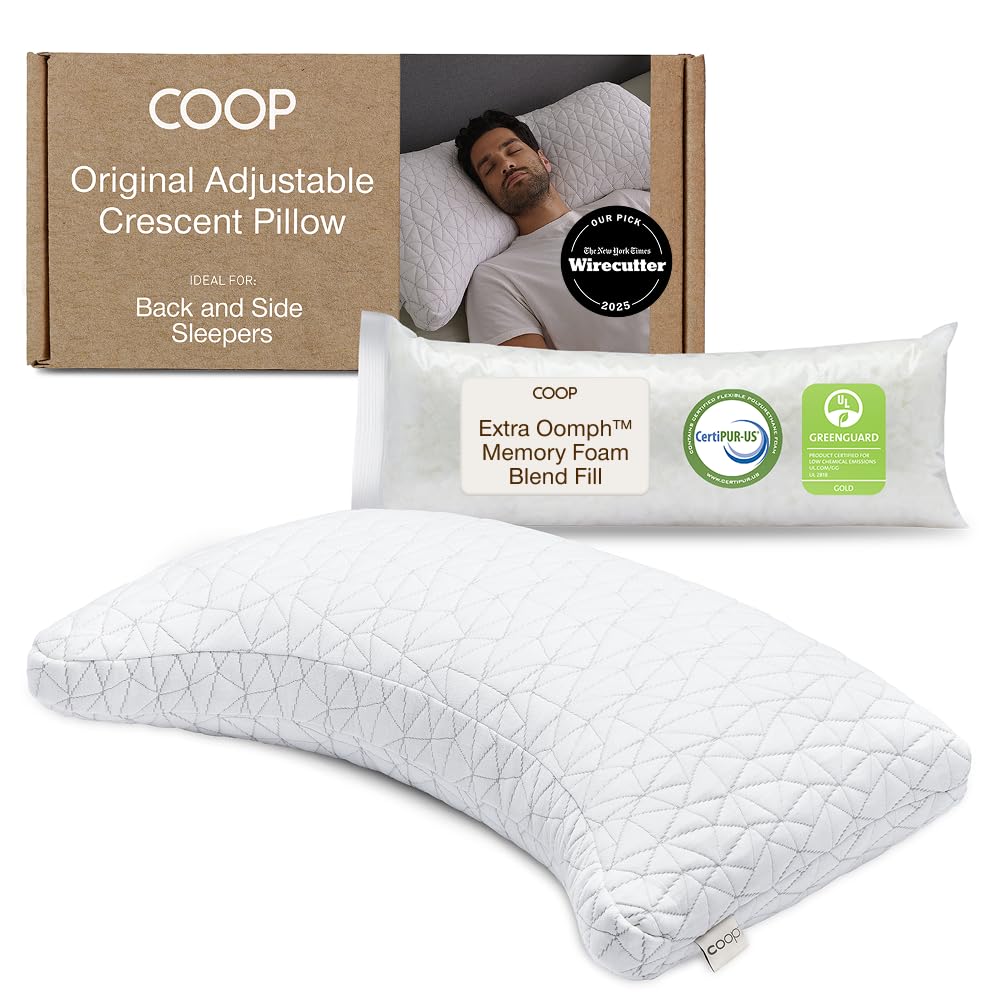 Coop Home Goods crescent pillow front view showing shape and neat cover for support
