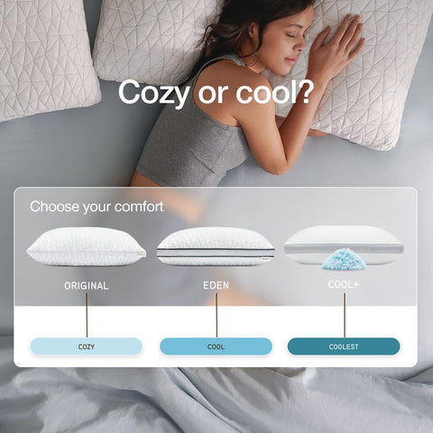 Side sleeper using Coop Home Goods Eden illustrating proper neck support and comfort