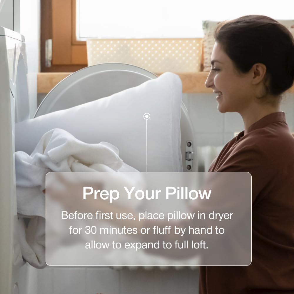 Coop Home Goods pillow on made bed showing cool comfort for restful sleep