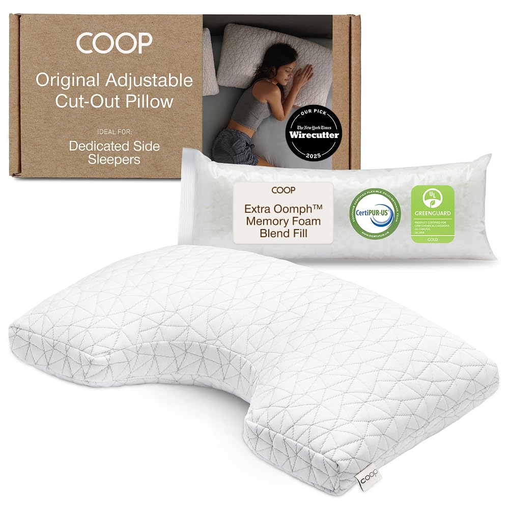 Coop Home Goods front packaging showing king pillow benefits and size.