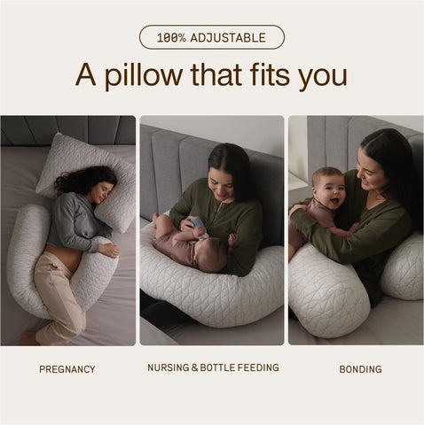 Coop Home Goods pillow used for nursing comfort on a living room sofa