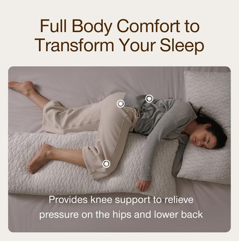 Coop Home Goods pillow beside a seated person to show true 20x54 scale