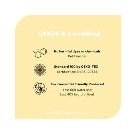 COOVA care label and fabric showing easy machine-wash maintenance