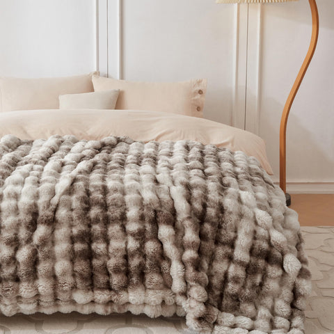 COOVA close-up of faux rabbit fur bubble texture with soft touch