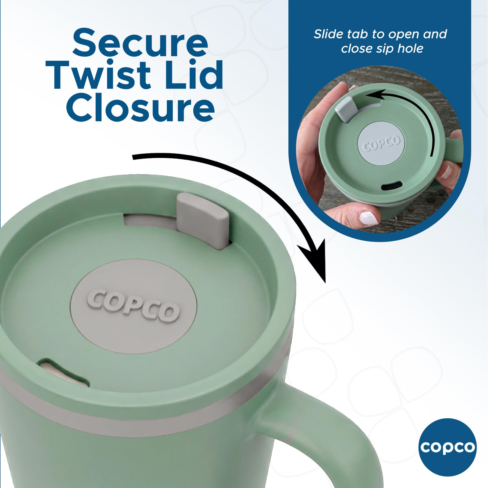Copco wide mouth interior view for easy filling and cleaning
