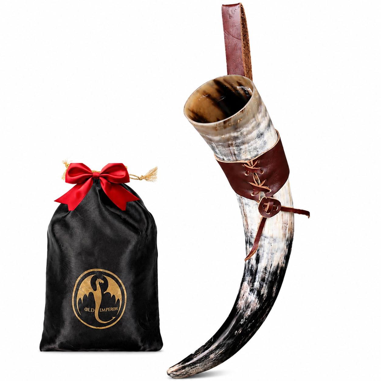 COPPERVEDA front view showing the polished ox horn and natural sheen for impressive presentation