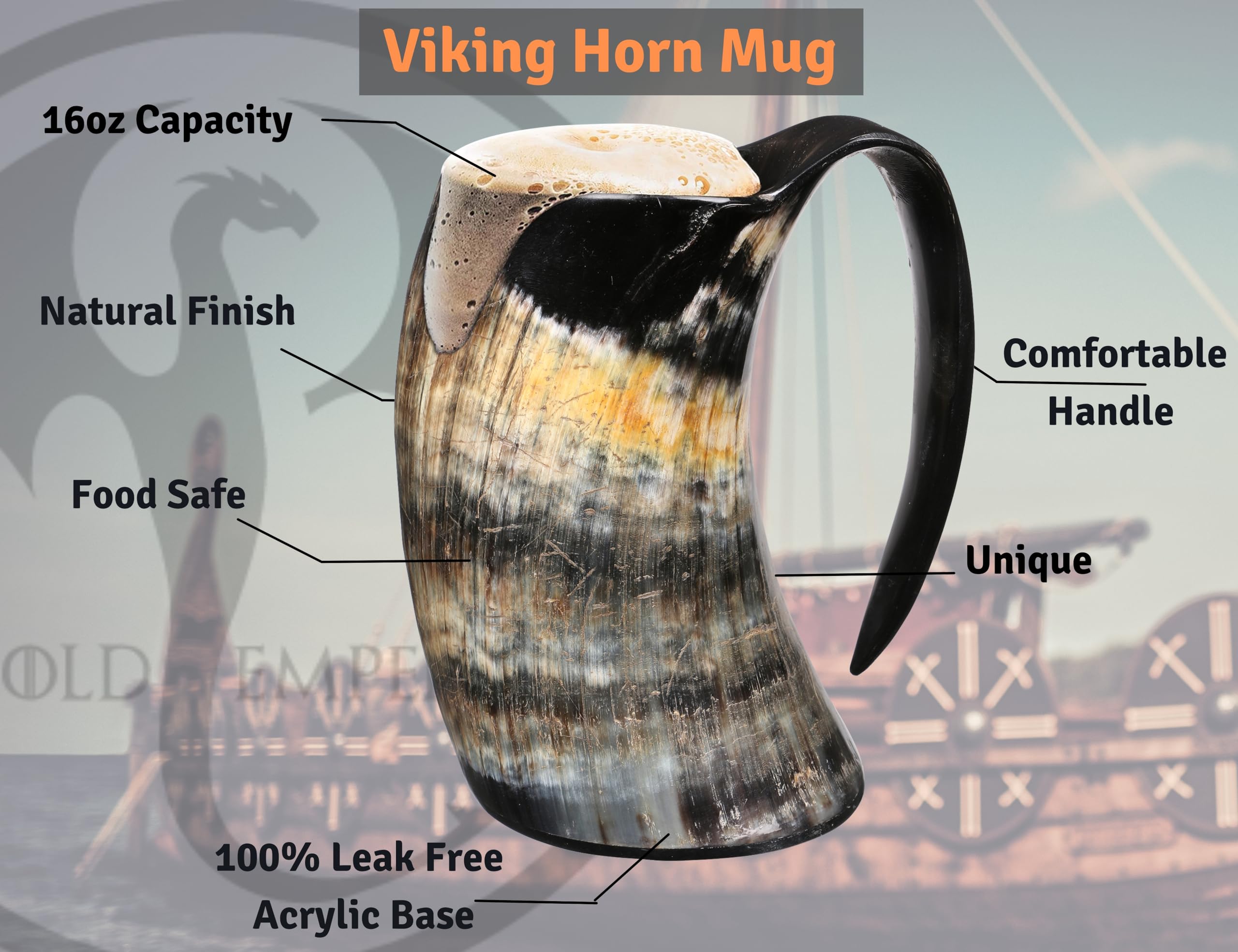 COPPERVEDA OLDEMPEROR side profile showing natural horn shape and grip