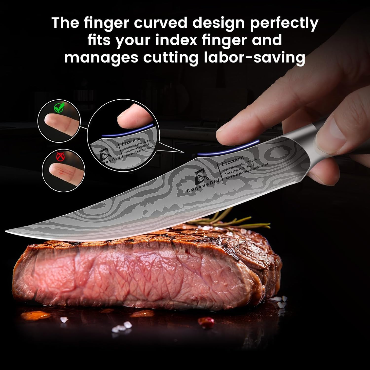 CoquusAid ergonomic handle detail with anti‑slip texture benefit: secure comfortable grip