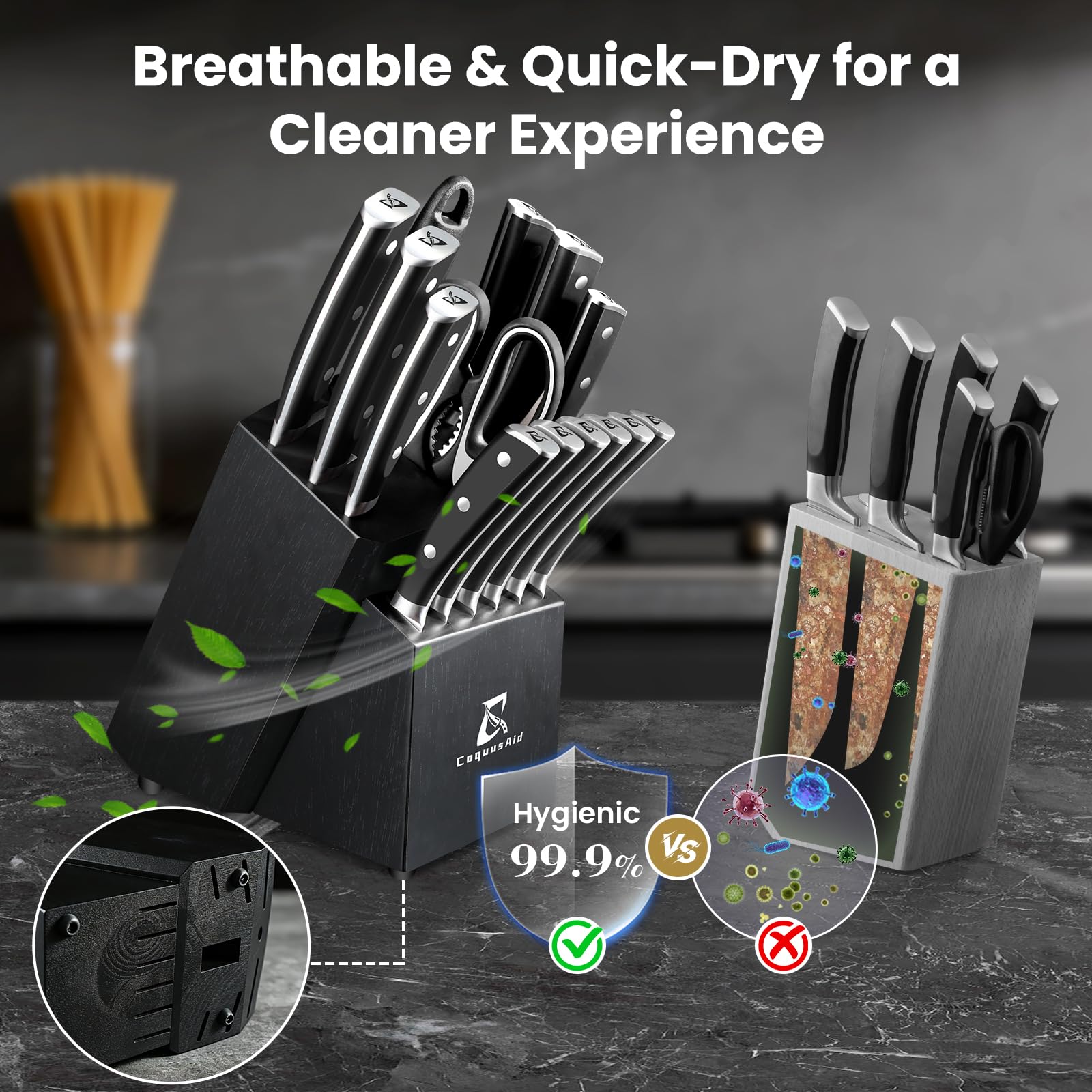 CoquusAid ergonomic handle profile for secure comfortable grip