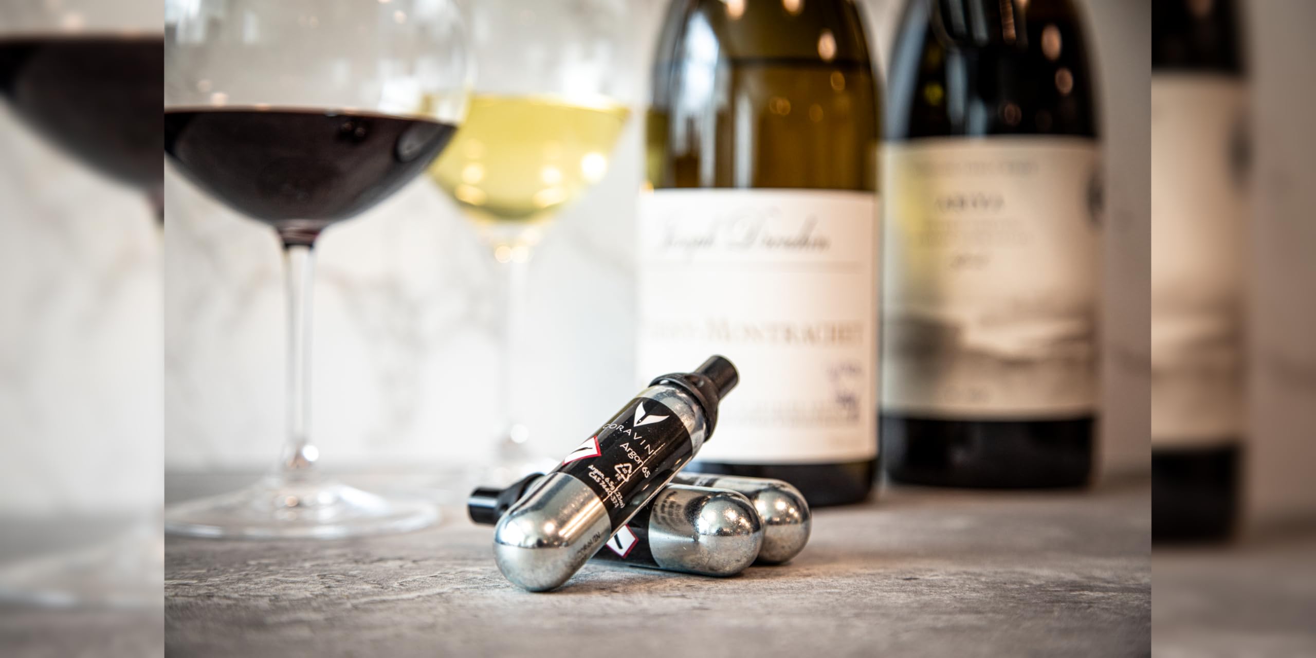 CORAVIN capsule close-up of patented cap and seal, demonstrating secure leak-free design