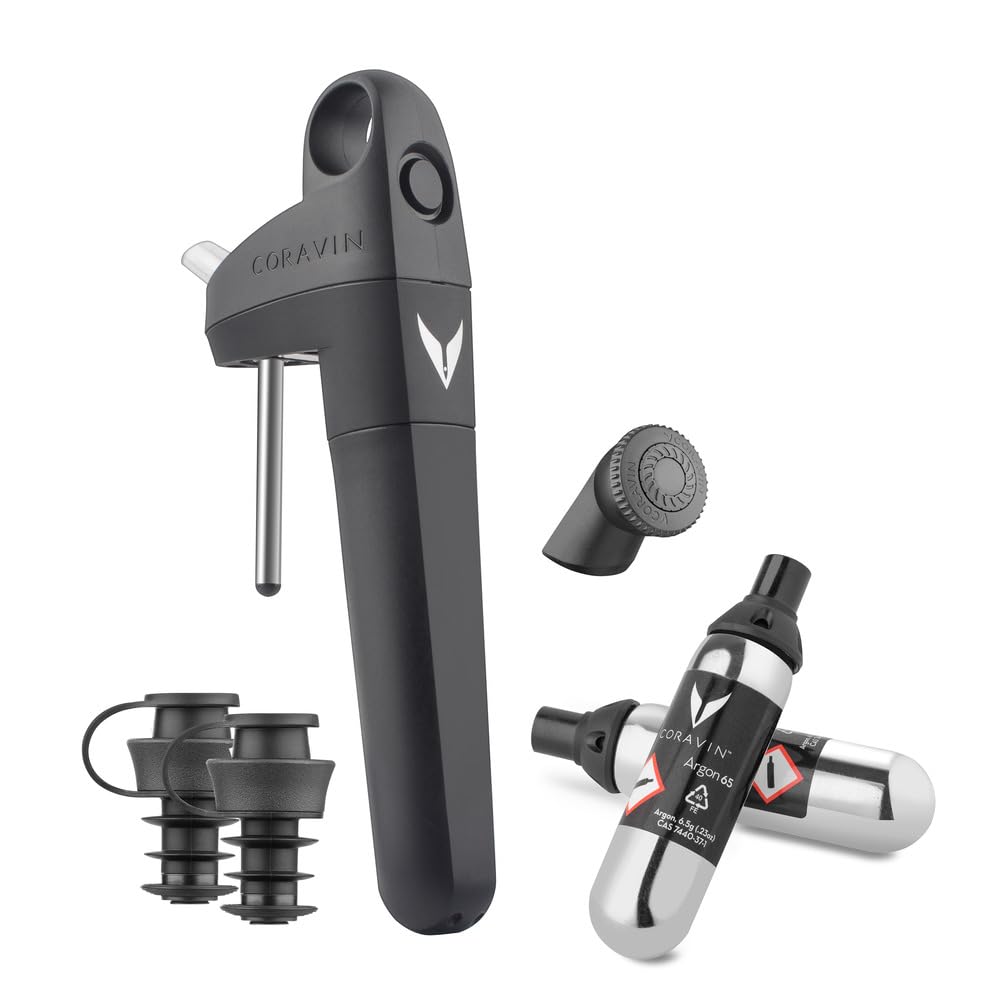 Coravin Pivot Plus front packaging showing contents and easy setup benefit