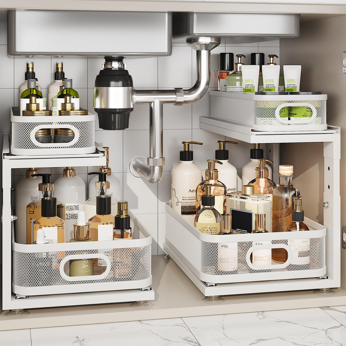 Corbyles front view packaged organizers showing neat compact storage benefit