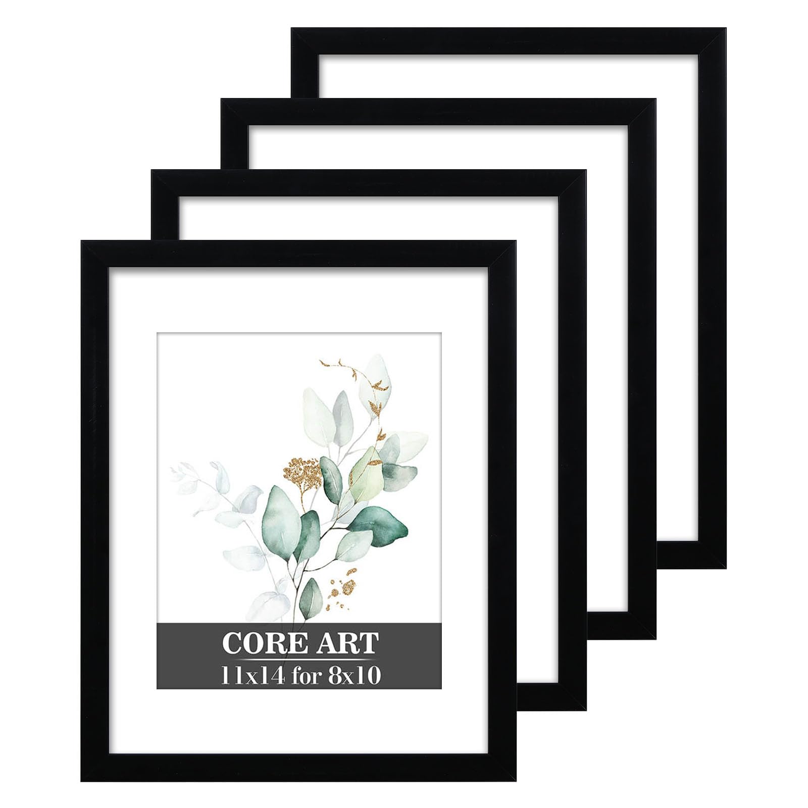 CORE ART front view of four black frames showing clean profile and mat benefit