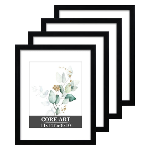 CORE ART front view of four black frames showing clean profile and mat benefit