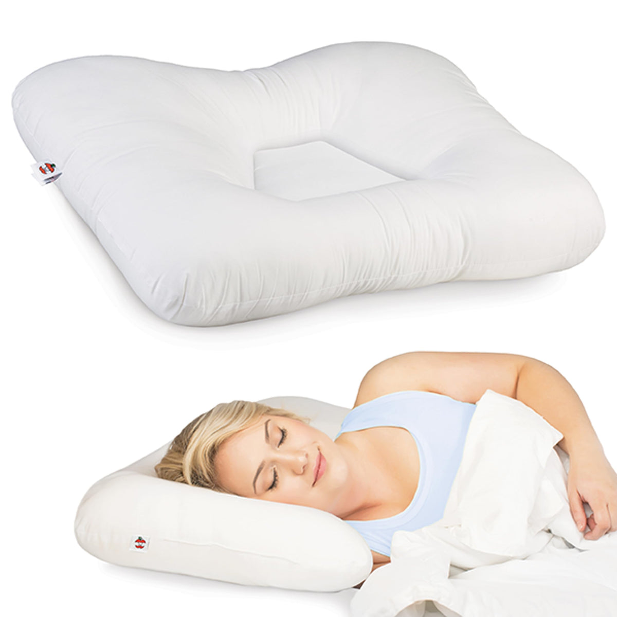 Core Products front view of Tri-Core pillow showing shape and firm support