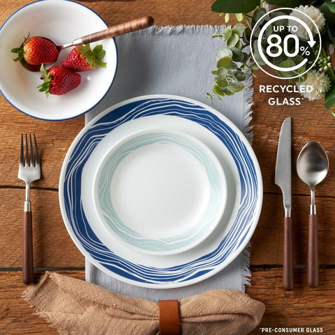 Corelle Acadia 18-ounce bowl detail highlighting lightweight Vitrelle glass and easy handling