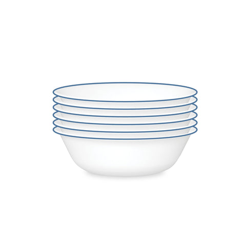Corelle front view showing botanical stripes and lightweight benefit