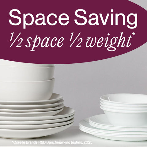 Corelle Brasserie plates set on bistro-style table suggesting relaxed, stylish dining benefit