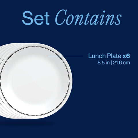 Stacked Corelle Brasserie plates showing compact storage and lightweight handling benefits