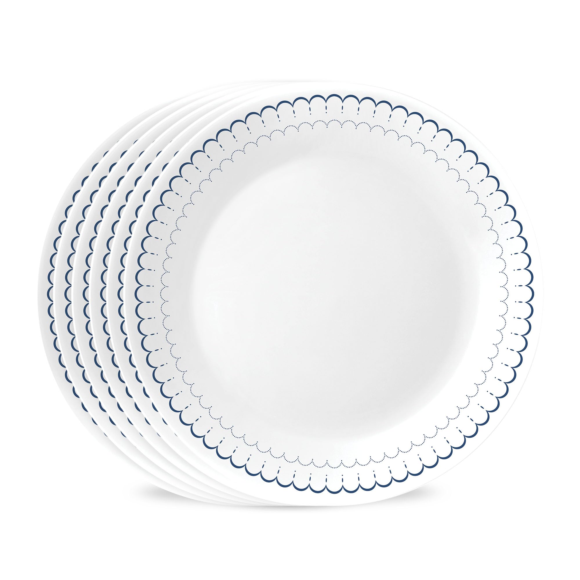 Corelle Caspian Lace front view shows pattern and clean white surface benefit presentation