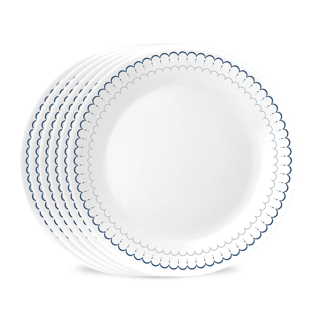 Corelle Caspian Lace front view shows pattern and clean white surface benefit presentation