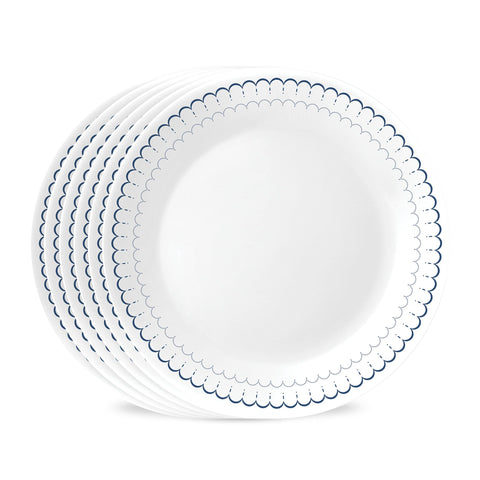 Corelle Caspian Lace front view shows pattern and clean white surface benefit presentation