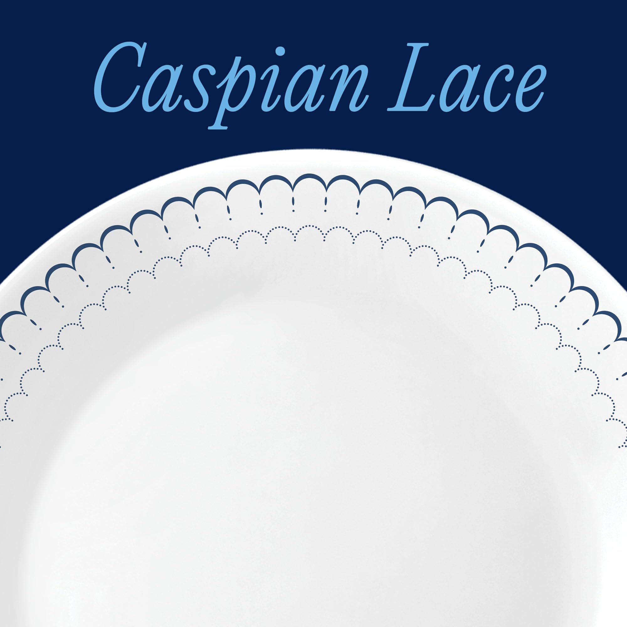 Corelle Caspian Lace side stack highlights compact stacking and space-saving benefit