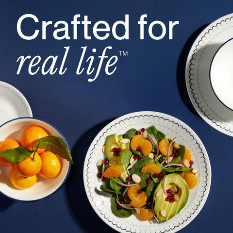 Corelle Caspian Lace table setting shows coordinated look benefit for gatherings