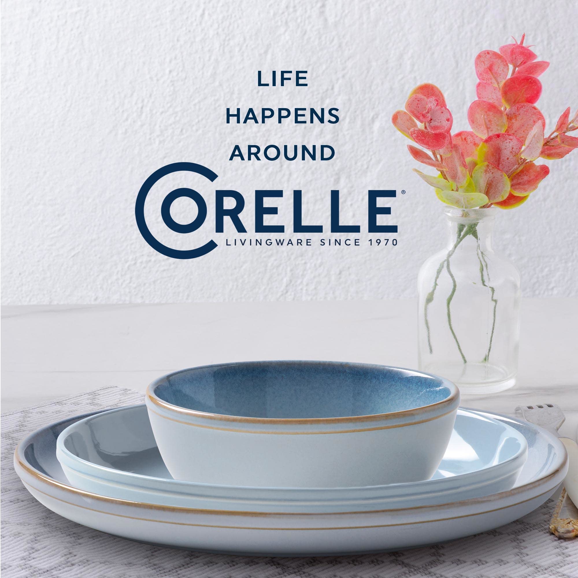Corelle reactive glaze close-up revealing color variation and artisanal charm