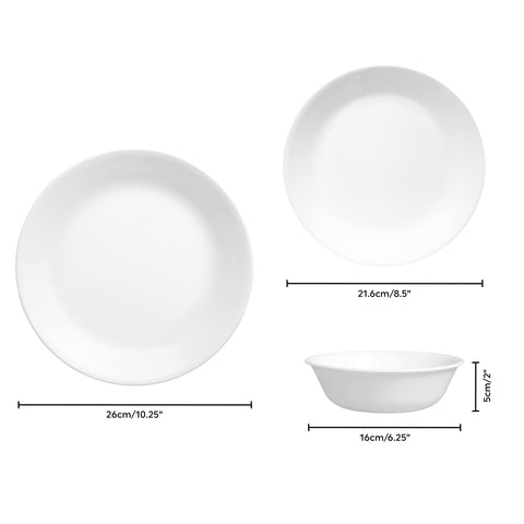Close-up of Corelle dinner plate edge highlighting durable thin profile advantage