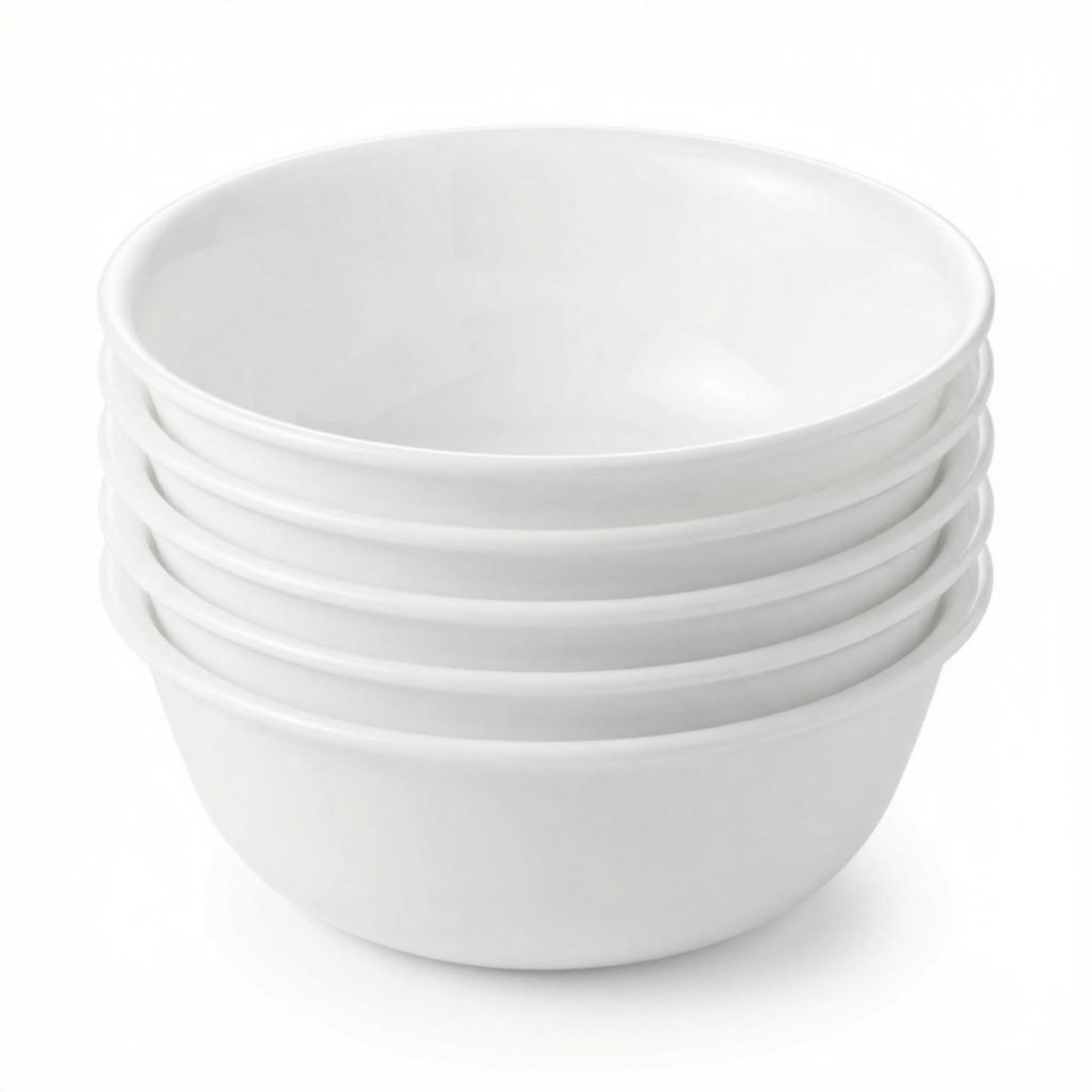 Corelle front view of six Winter Frost bowls showing clean styling and versatility