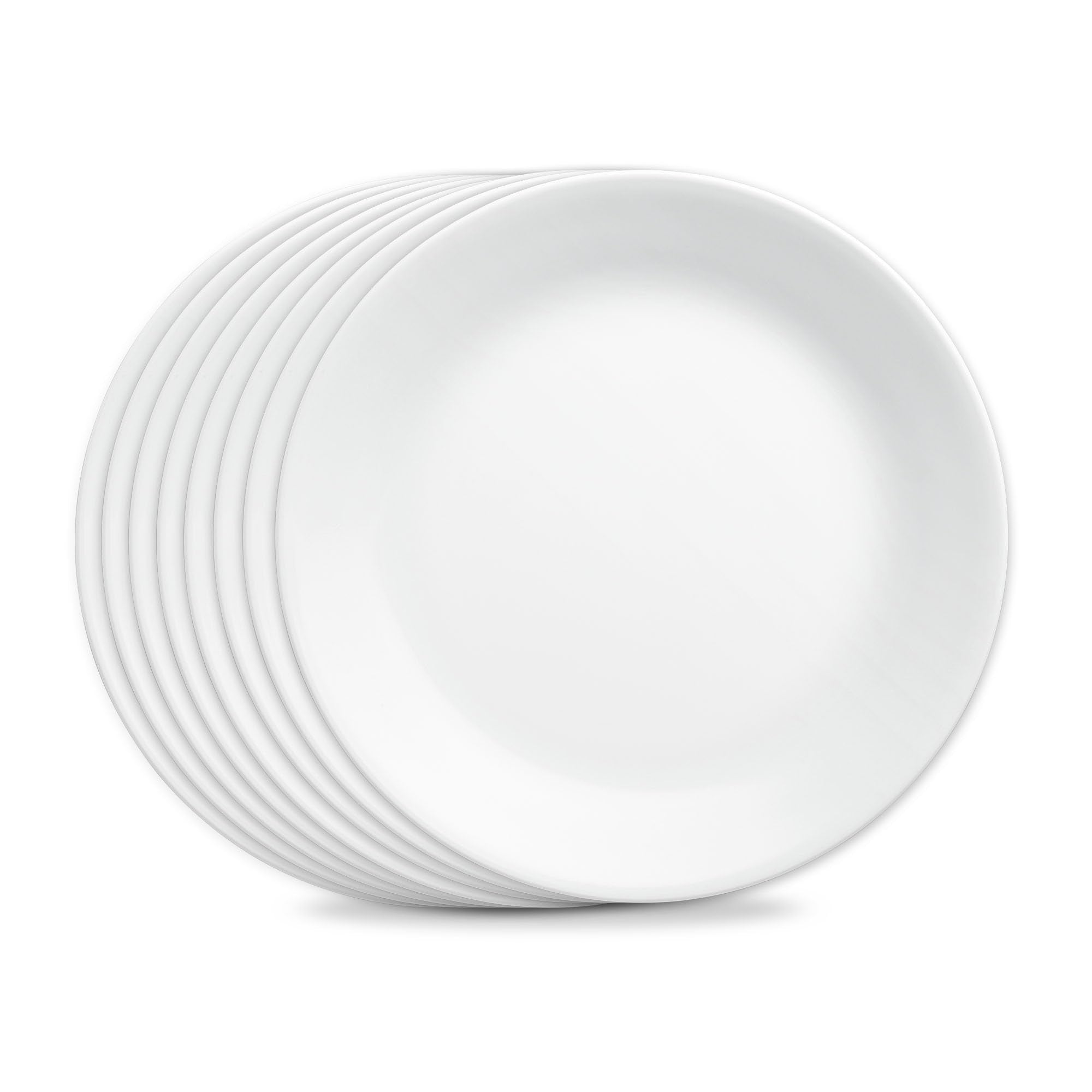 Corelle Frost White front view showing crisp white plate and simple design benefit of versatile styling