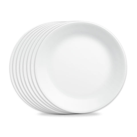 Corelle Frost White front view showing crisp white plate and simple design benefit of versatile styling