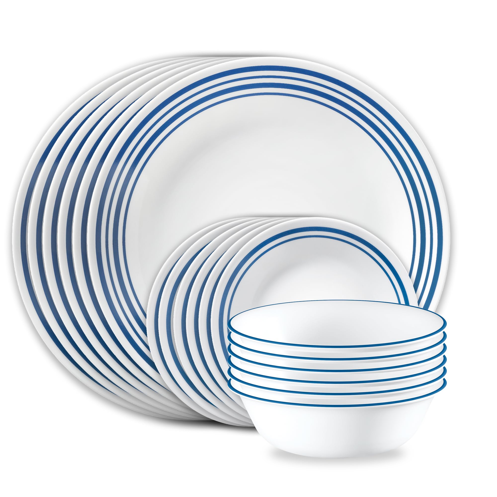 Corelle Laila front set showing plates and bowls and modern table appeal