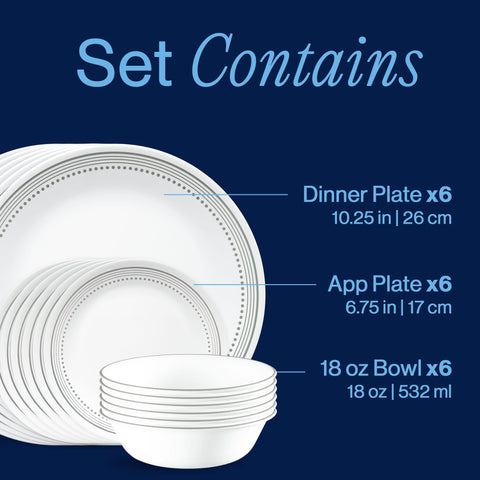 Detail of Corelle side plate with gray band showcasing versatile, understated design
