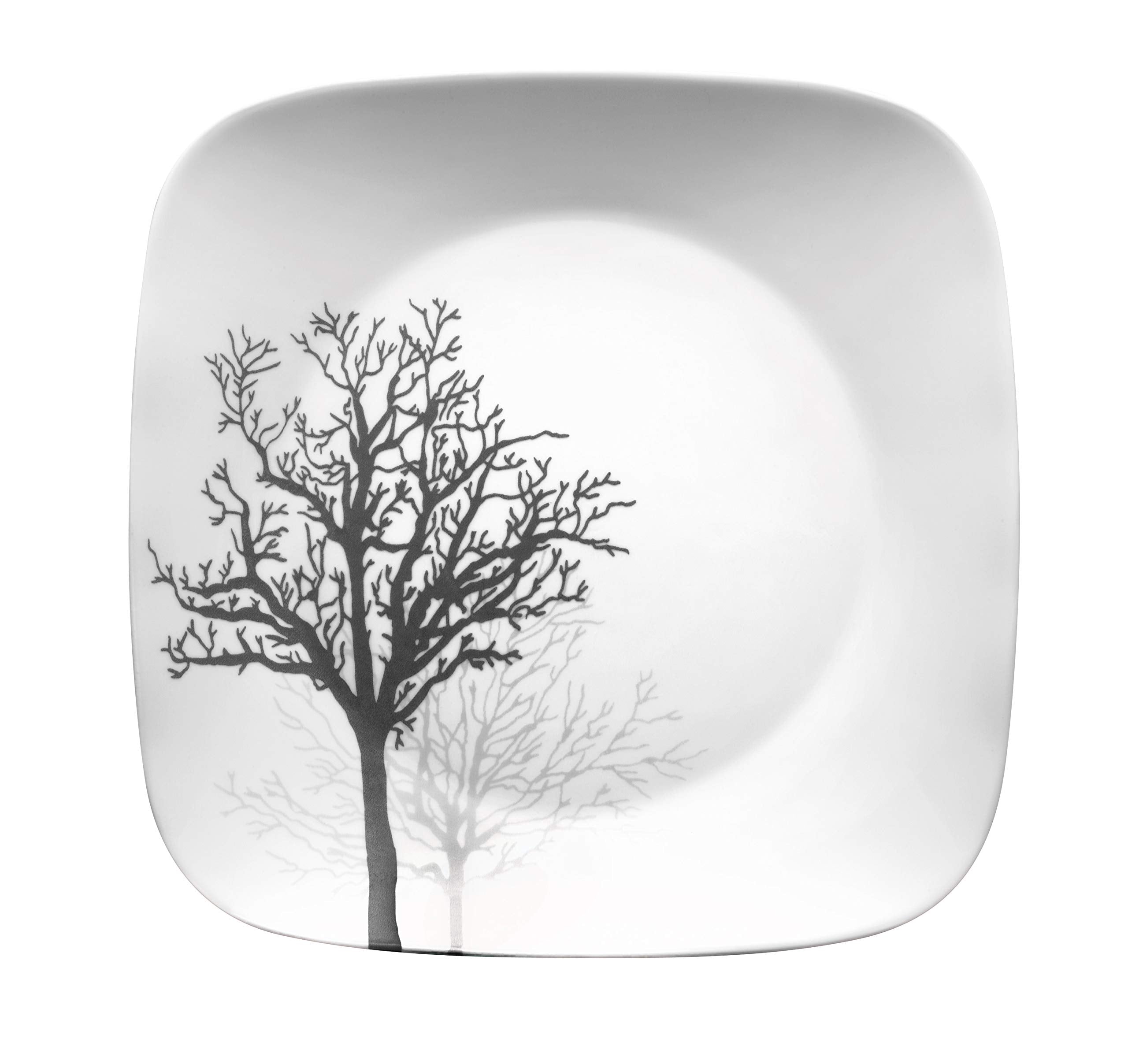 Corelle square plate edge detail highlighting thin lightweight construction
