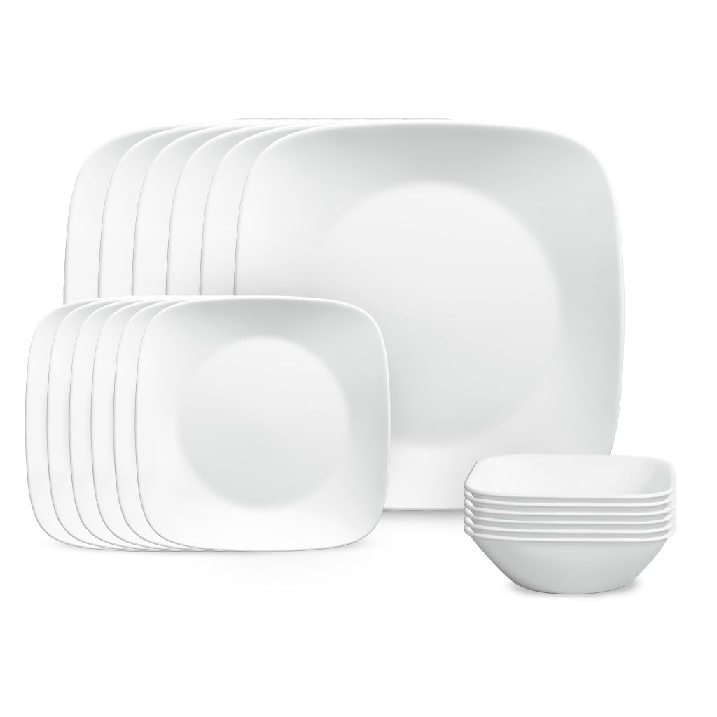Corelle pure white dinner plate front showing clean look and easy serving
