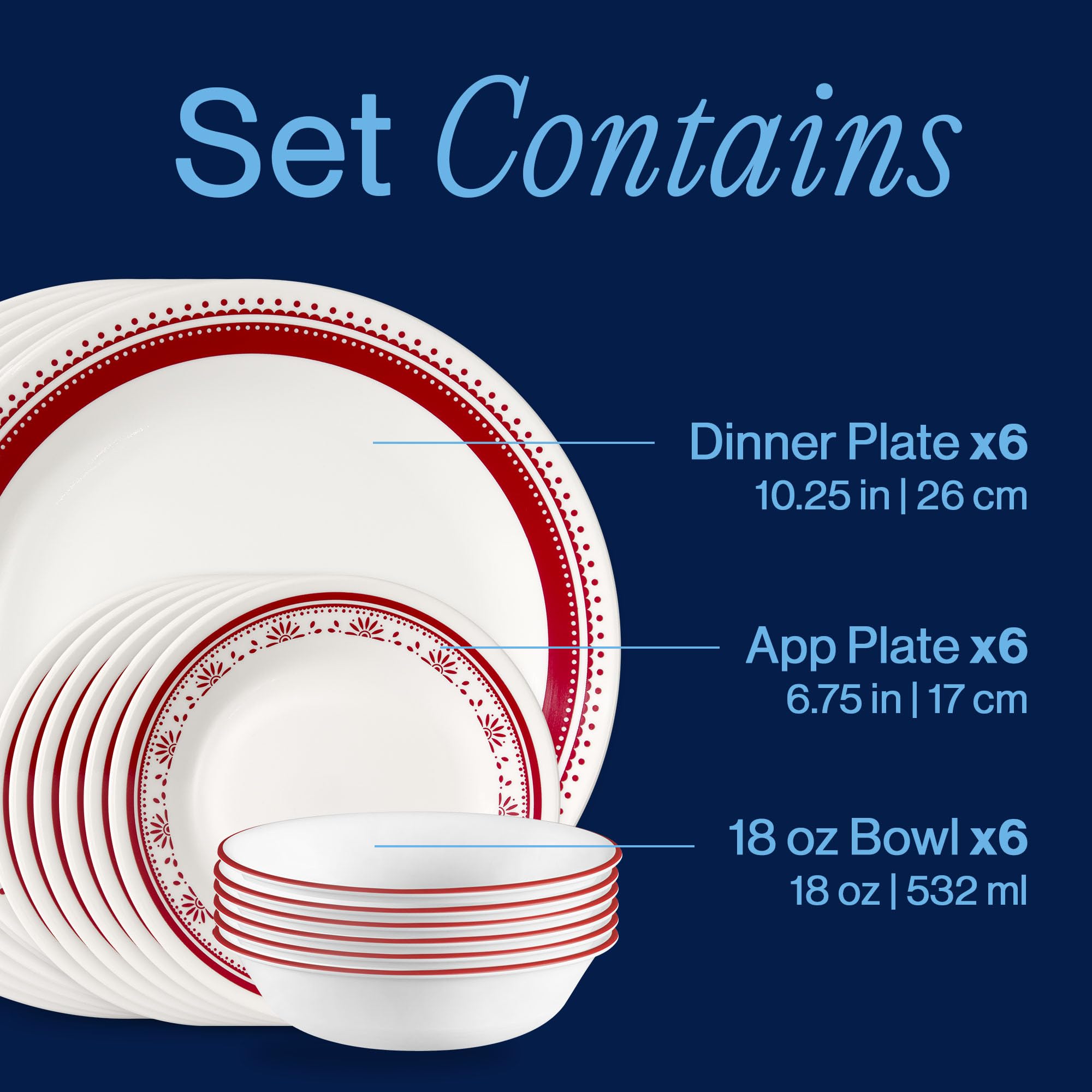 Corelle Sadie stacked bowls illustrating space-saving and lightweight convenience