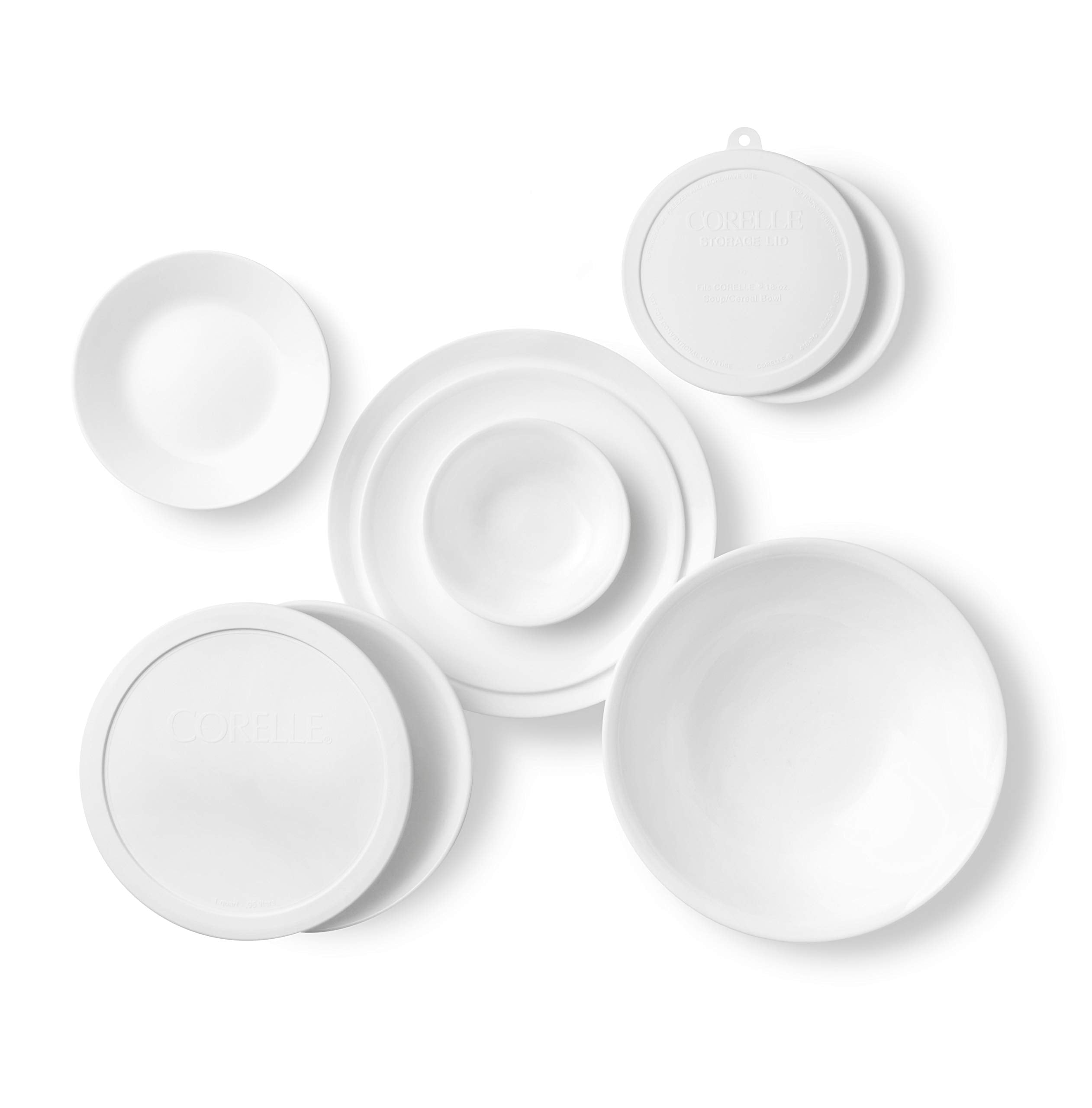 Corelle serving bowls with lids displayed ready for serving and storing leftovers