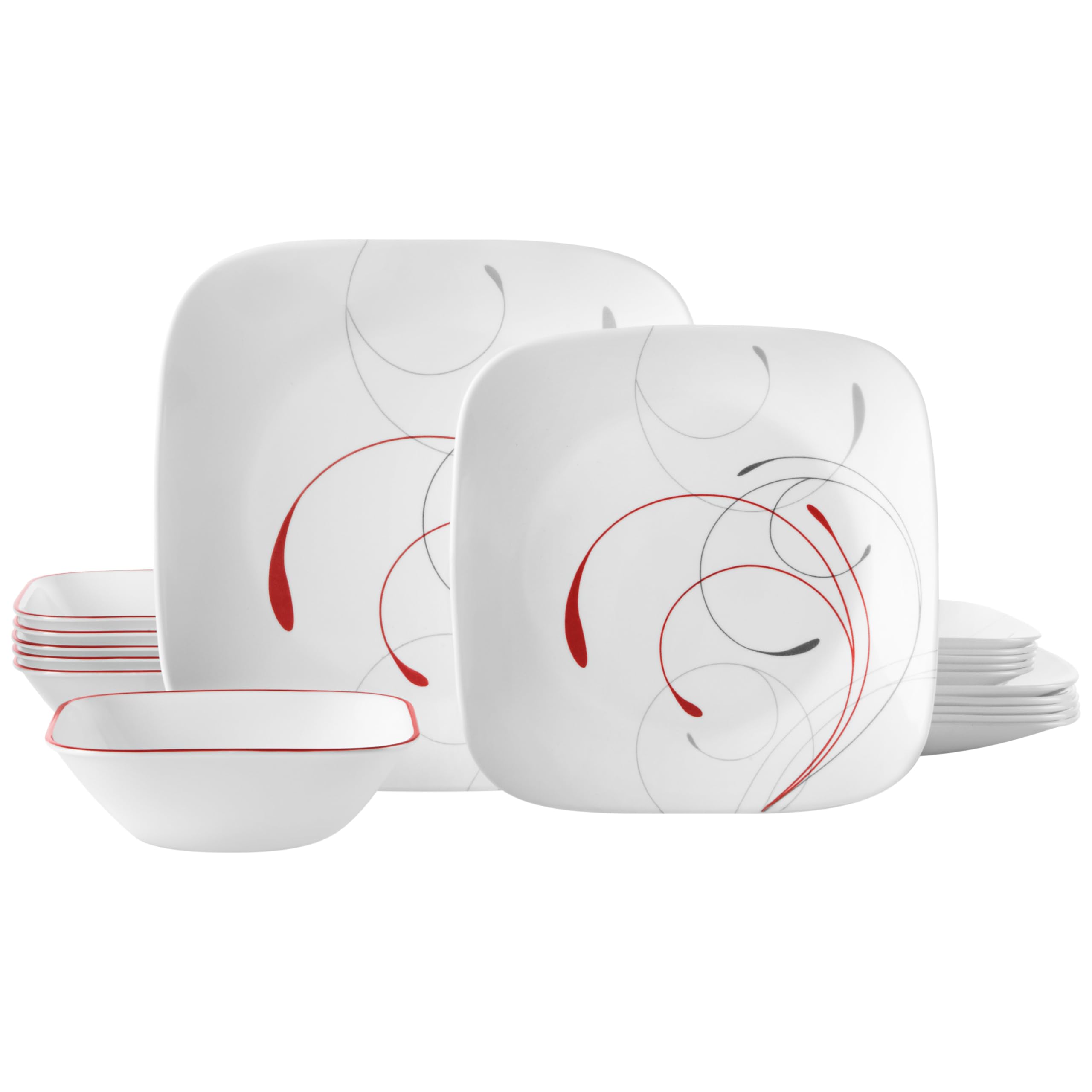 Corelle Splendor front packaging showcasing the full 18-piece set and design benefit