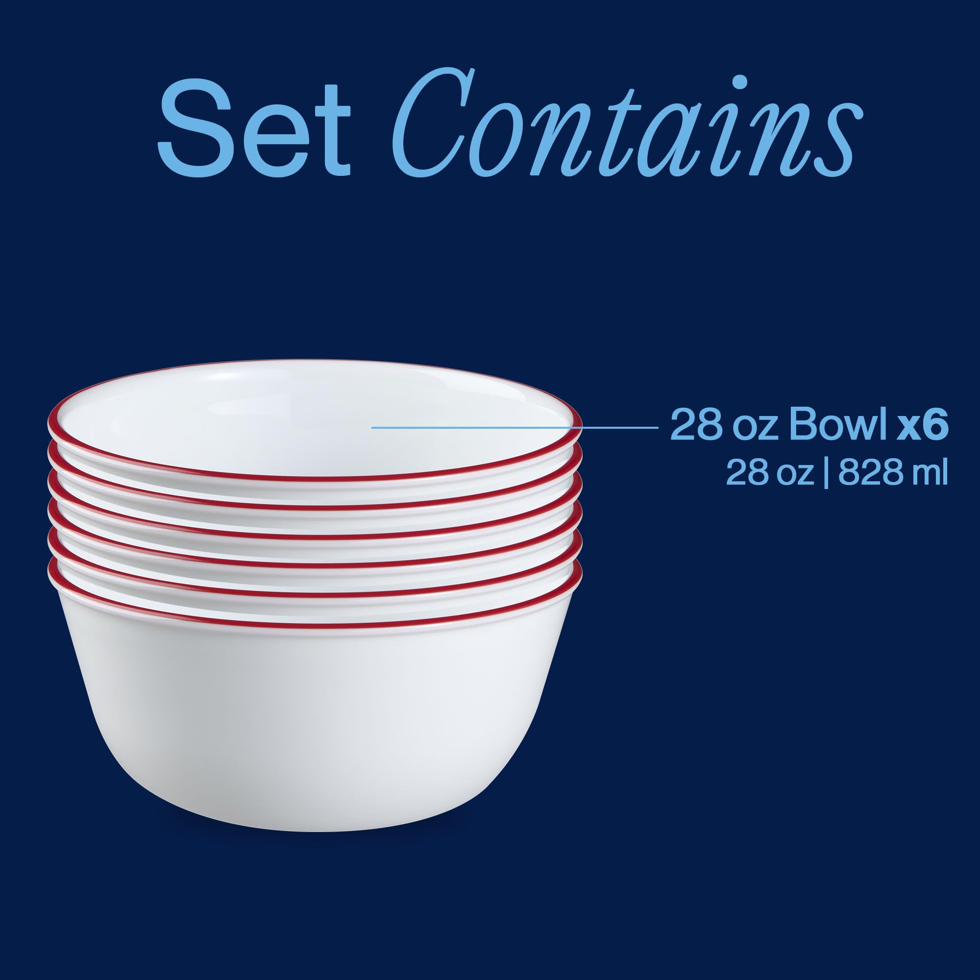 Corelle nested stack demonstrating space-saving storage and easy access