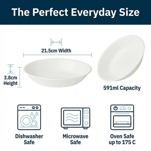 Corelle bowls stacked to show compact storage and space-saving advantage