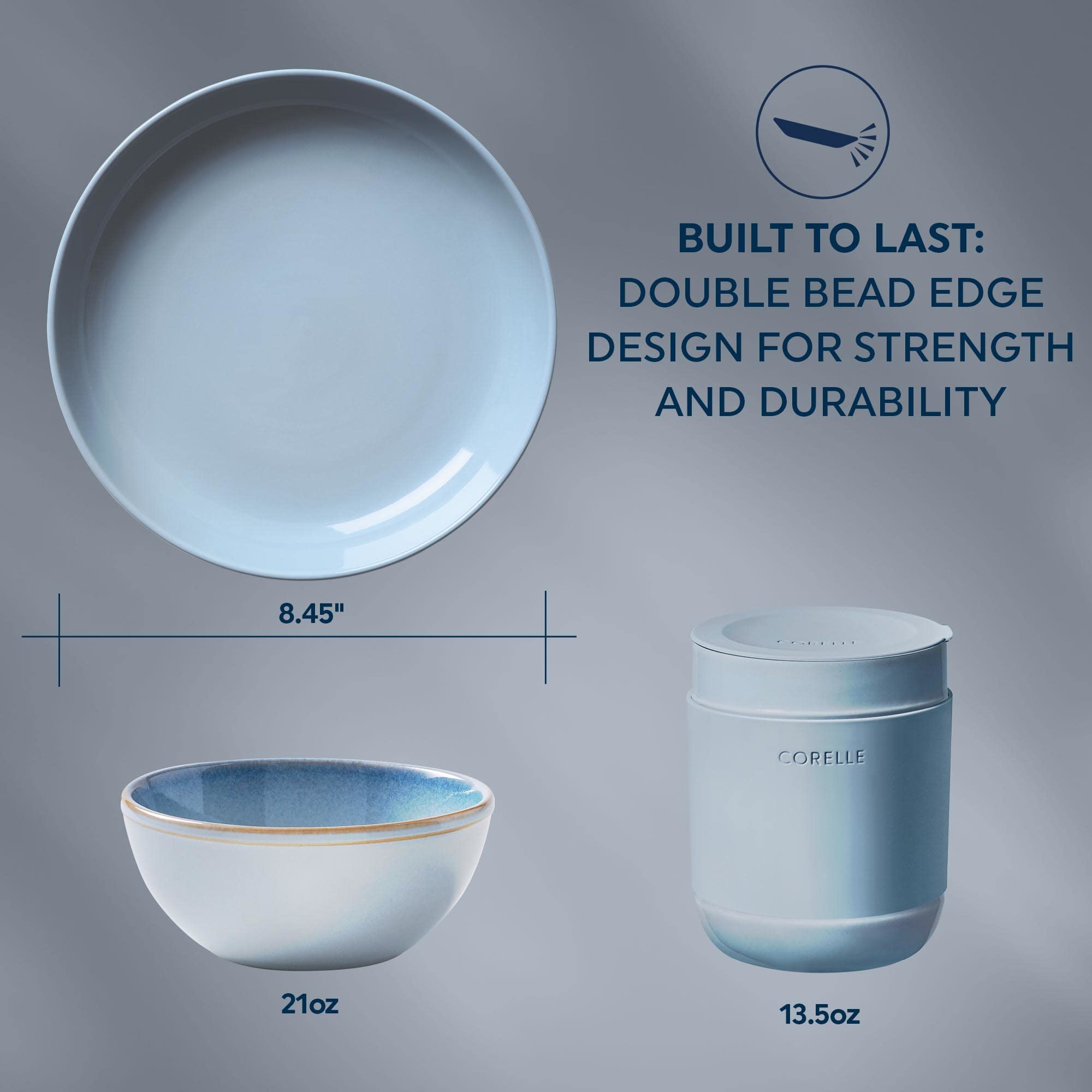 Corelle tumbler with lid next to fork for scale and convenient spill-resistant use