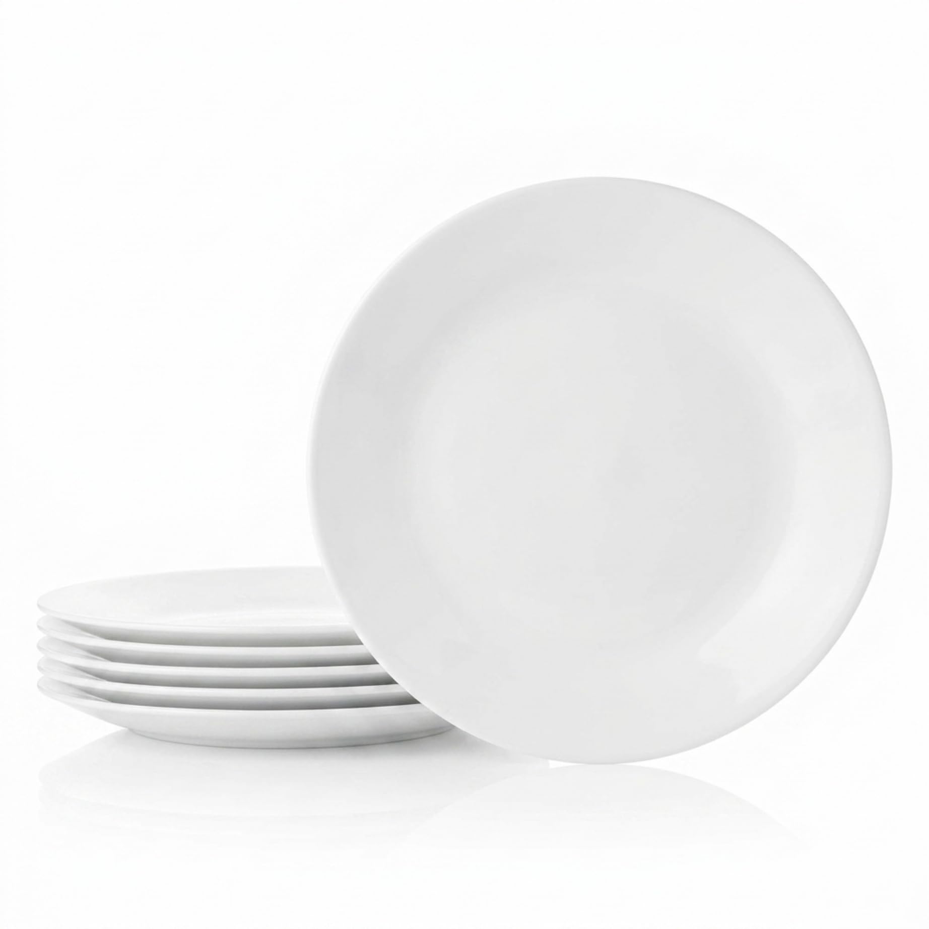 Corelle Winter Frost front view showing neat white plates and benefit of timeless style