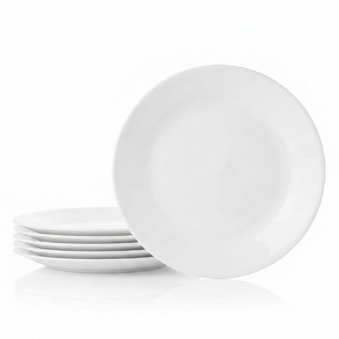Corelle Winter Frost front view showing neat white plates and benefit of timeless style