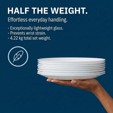 Corelle Winter Frost warranty card and packaging showing three-year limited warranty benefit
