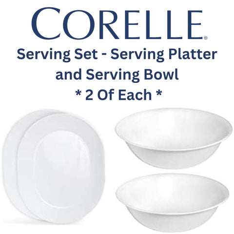 Corelle Winter Frost White platter beside utensils showing size and easy handling
